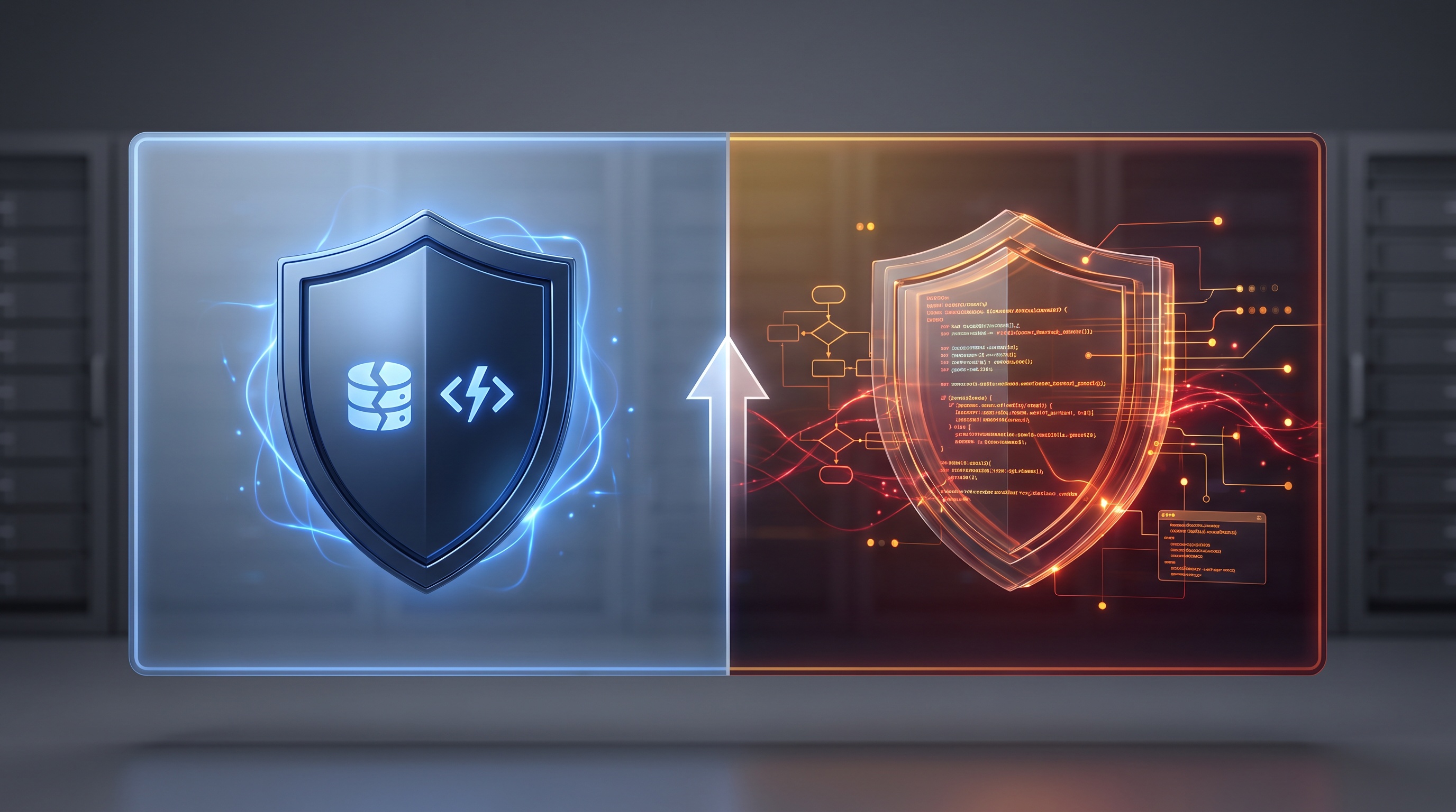Two ascending security shields representing foundational versus advanced web security certification levels.
