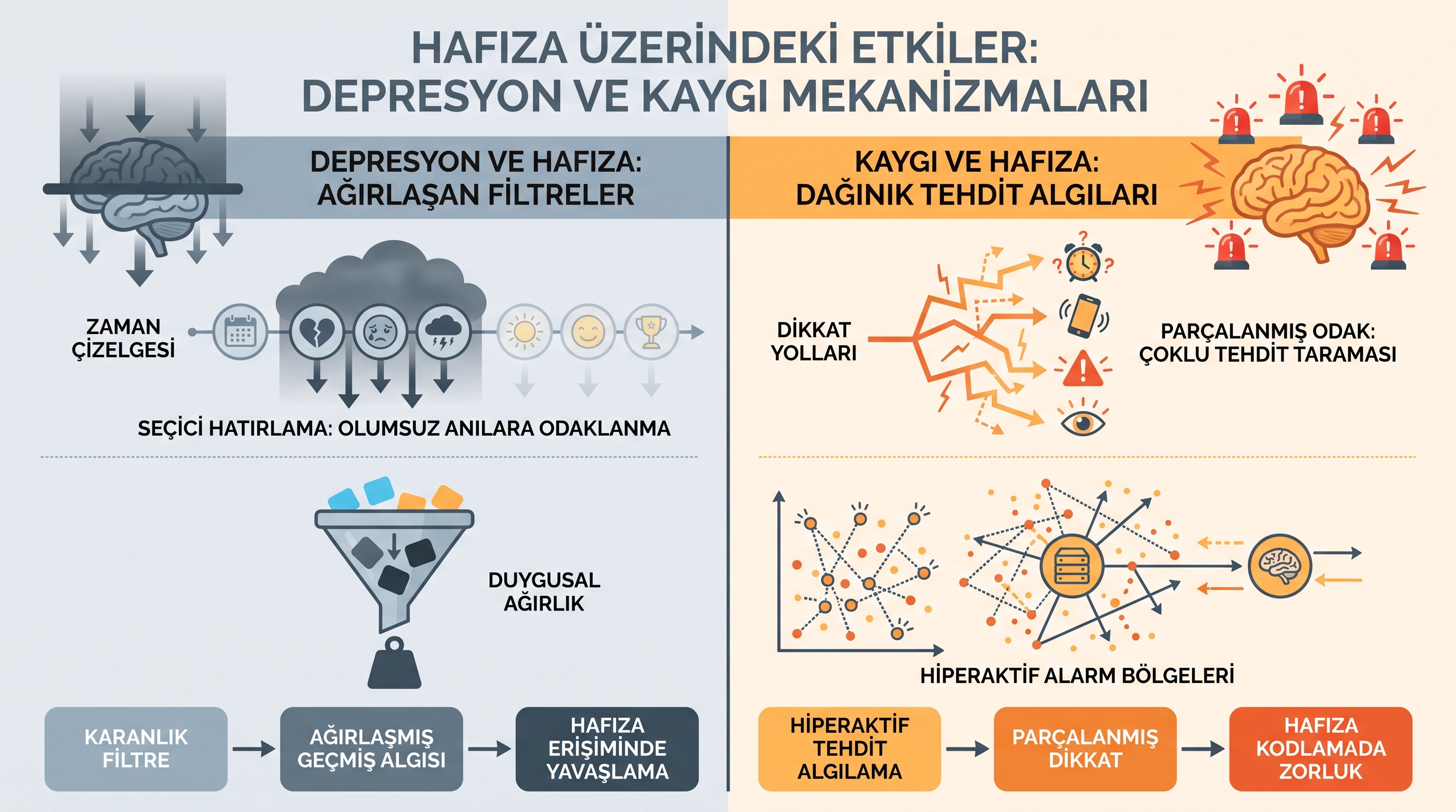 Depresyon ve anksiyetinin hafızaya sebep olduğu iki farklı zararın karşılaştırması: karamsarlık filtreleri ve tehdit…