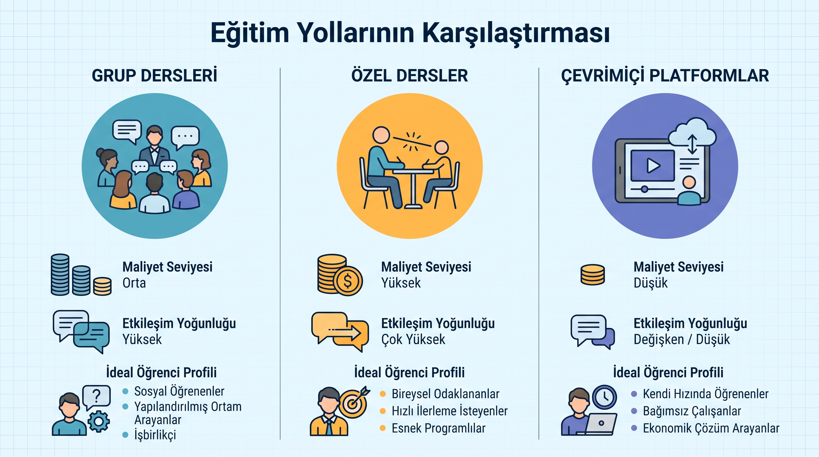 Ankara'daki Rusça kurs formatlarının (grup dersi, özel ders, online) esneklik, maliyet ve etkileşim düzeyleri…